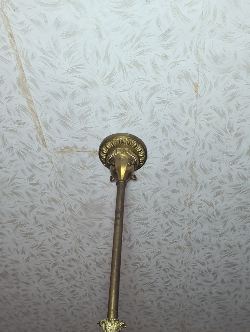 Antique Ceiling Medallion and Rod 30 Inches Old School Wiring